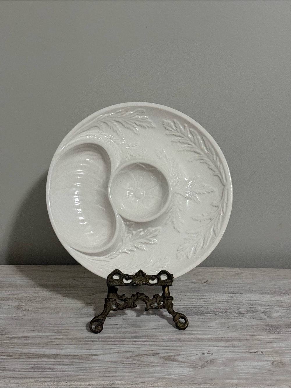 Bordallo Pinheiro White Majolica Serving Plate - Chip & Dip